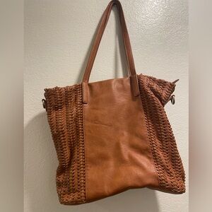 Brown faux leather tote